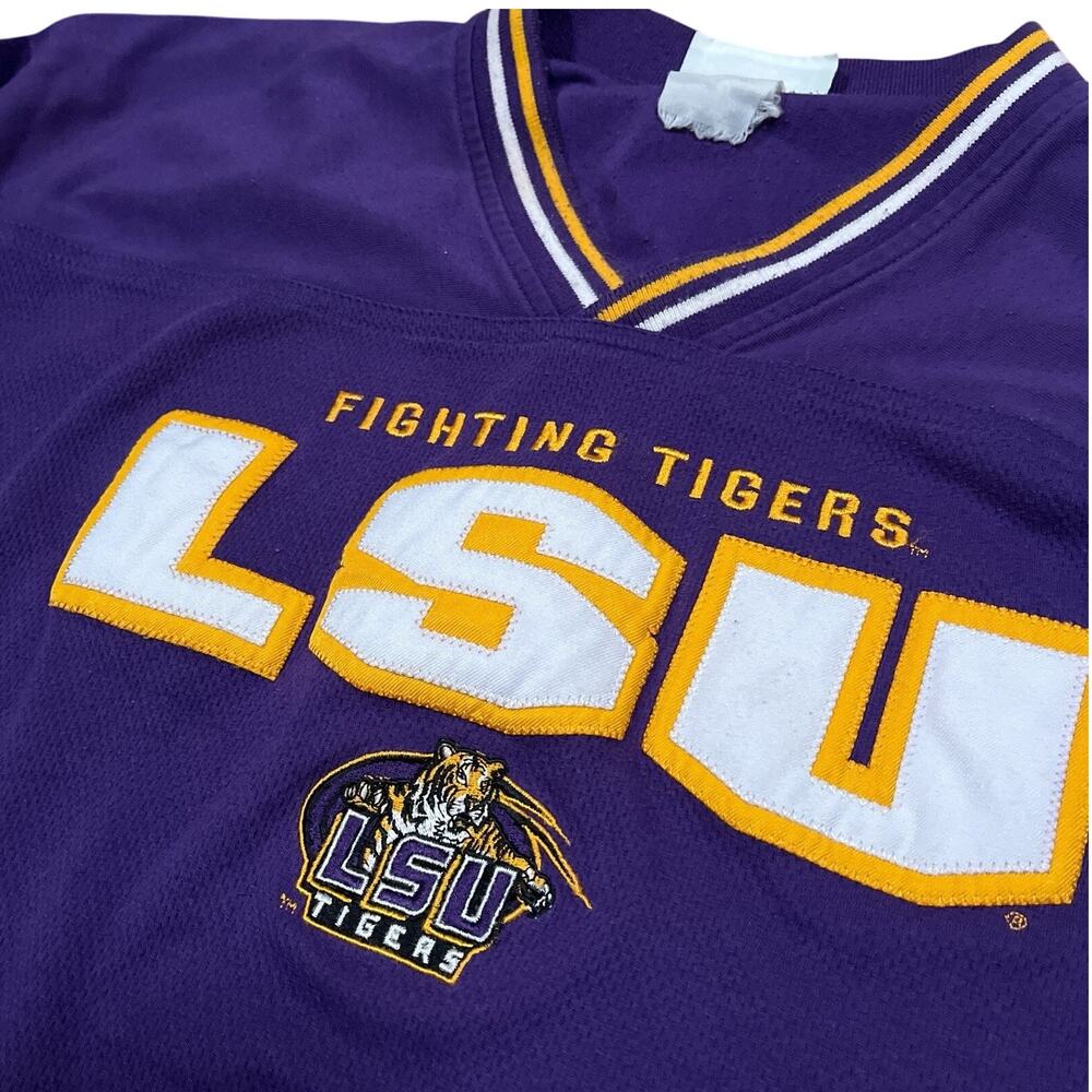 Vintage Lee Sport LSU Louisiana Tigers Purple Embroidered Pullover V-Neck‎ 2XL